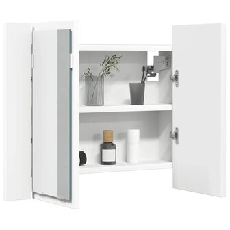 Badkamerkast met spiegel en LED 60x12x45 cm acryl wit 7