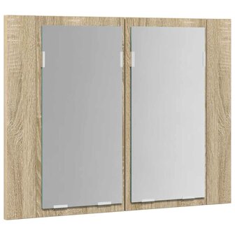 Badkamerkast met spiegel LED 60x12x45 acryl sonoma eikenkleurig 8