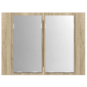 Badkamerkast met spiegel LED 60x12x45 acryl sonoma eikenkleurig 9
