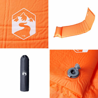 Kampeermatras met kussen zelfopblazend 1-persoons oranje 5