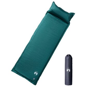 Kampeermatras met kussen zelfopblazend 1-persoons groen 1