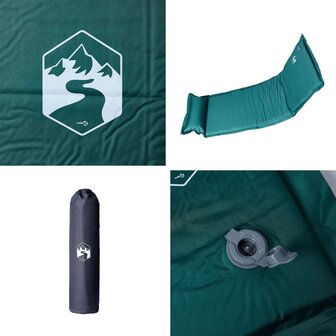 Kampeermatras met kussen zelfopblazend 1-persoons groen 5