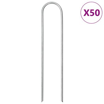 Grondharingen 50 st U-vormig 15x3,5 cm gegalvaniseerd staal 1
