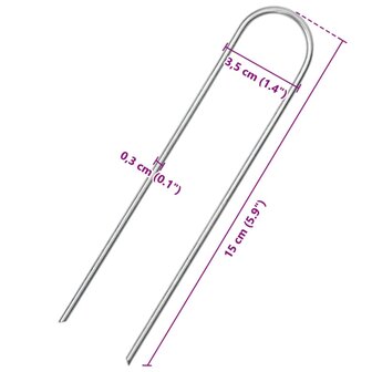 Grondharingen 50 st U-vormig 15x3,5 cm gegalvaniseerd staal 5