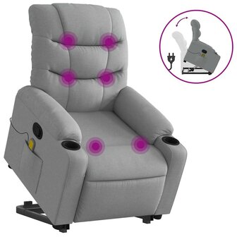 Sta-op-massagestoel verstelbaar stof lichtgrijs 2
