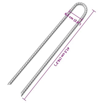 Tentharingen 12 st U-vormig &Oslash;12 mm 41,5 cm gegalvaniseerd staal 5
