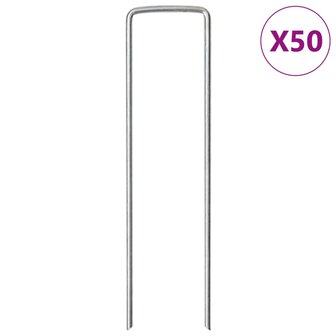 Grondharingen 50 st U-vormig 15x3,5 cm gegalvaniseerd staal 1