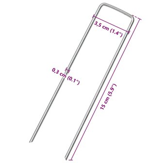 Grondharingen 50 st U-vormig 15x3,5 cm gegalvaniseerd staal 5