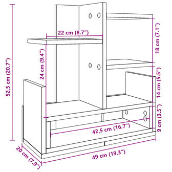 Bureau organiser 49x20x52,5 cm bewerkt hout gerookt eikenkleur 9
