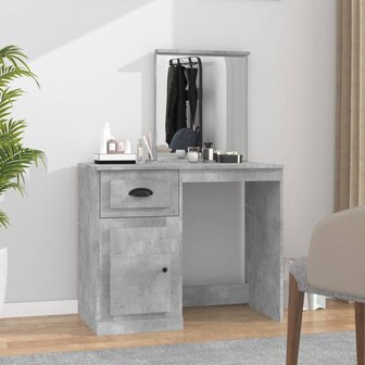 Kaptafel met spiegel 90x50x132,5 cm bewerkt hout betongrijs 1