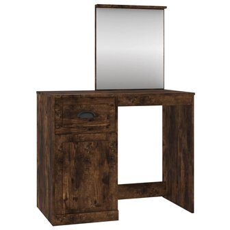 Kaptafel met spiegel 90x50x132,5 cm bewerkt hout gerookt eiken 2