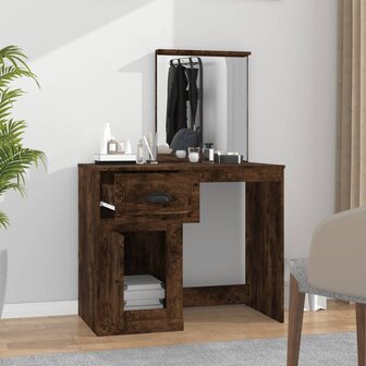 Kaptafel met spiegel 90x50x132,5 cm bewerkt hout gerookt eiken 3