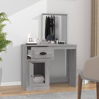 Kaptafel met spiegel 90x50x132,5 cm bewerkt hout grijs sonoma 3