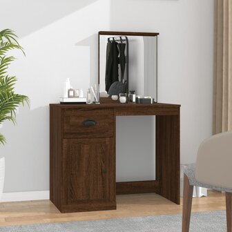 Kaptafel met spiegel 90x50x132,5 cm bewerkt hout bruineiken 1