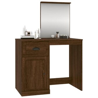 Kaptafel met spiegel 90x50x132,5 cm bewerkt hout bruineiken 4