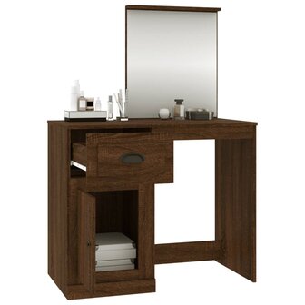 Kaptafel met spiegel 90x50x132,5 cm bewerkt hout bruineiken 5