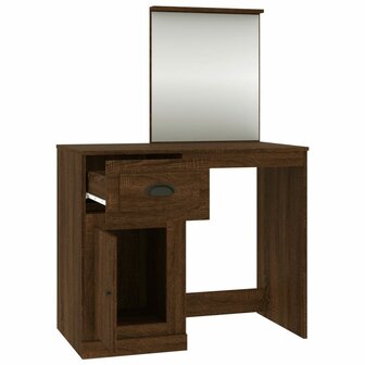 Kaptafel met spiegel 90x50x132,5 cm bewerkt hout bruineiken 7