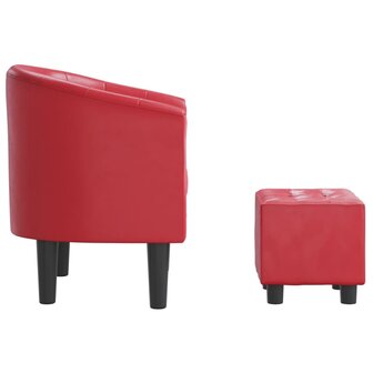 Kuipstoel met voetenbankje kunstleer rood 4
