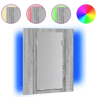 Badkamerspiegelkast LED 40x12x45 cm bewerkt hout grijs sonoma 2