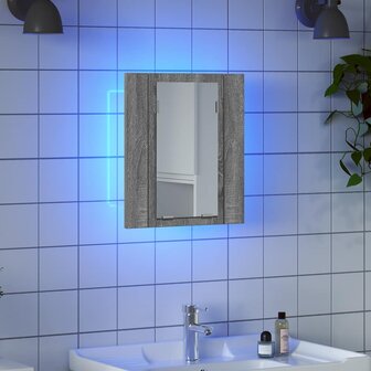 Badkamerspiegelkast LED 40x12x45 cm bewerkt hout grijs sonoma 8