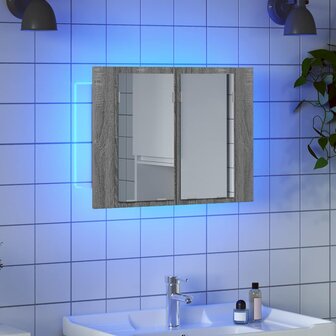 Spiegelkast LED 60x12x45 cm bewerkt hout grijs sonoma eiken 3