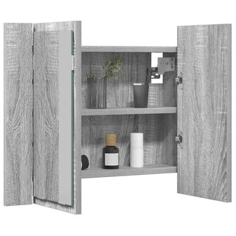 Spiegelkast LED 60x12x45 cm bewerkt hout grijs sonoma eiken 4