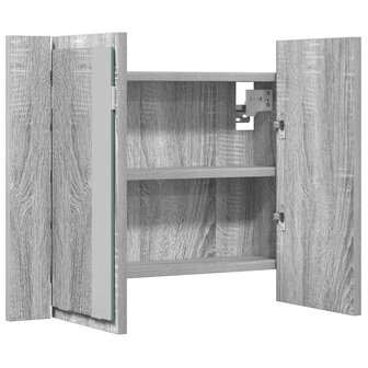 Spiegelkast LED 60x12x45 cm bewerkt hout grijs sonoma eiken 6
