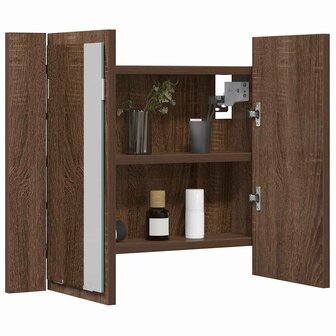 Spiegelkast LED 60x12x45 cm bewerkt hout bruin eikenkleur 5