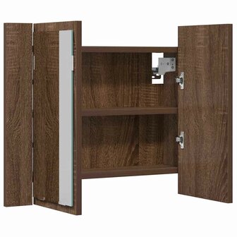 Spiegelkast LED 60x12x45 cm bewerkt hout bruin eikenkleur 6