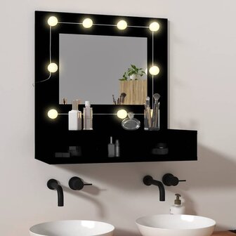Spiegelkast met LED-verlichting 60x31,5x62 cm zwart 1