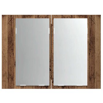 Spiegelkast LED 60x12x45 cm bewerkt hout oud houtkleurig 6