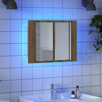 Spiegelkast LED 60x12x45 cm bewerkt hout artisanaal eikenkleur 3