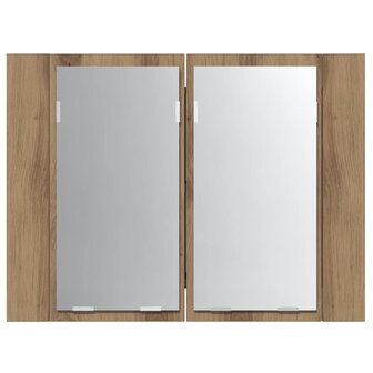 Spiegelkast LED 60x12x45 cm bewerkt hout artisanaal eikenkleur 6