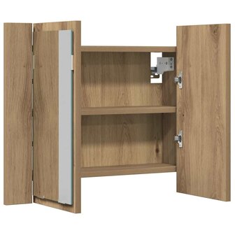 Spiegelkast LED 60x12x45 cm bewerkt hout artisanaal eikenkleur 8
