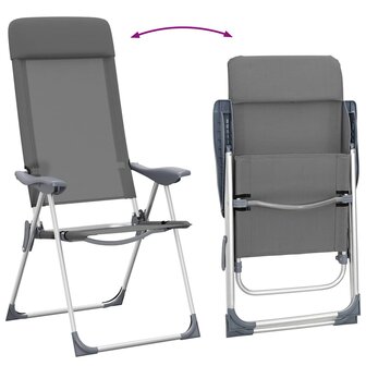 Campingstoelen 4 st inklapbaar aluminium grijs 8