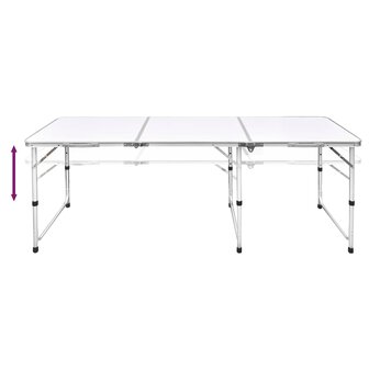 Campingtafel inklapbaar en verstelbaar in hoogte aluminium 180 x 60 cm 3