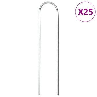 Grondharingen 25 st U-vormig 15x3,5 cm gegalvaniseerd staal 1