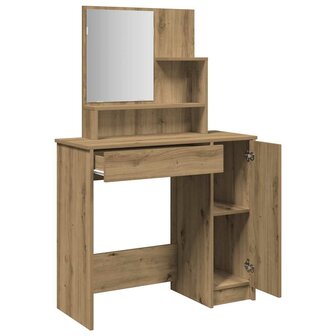 Kaptafel met spiegel 86,5x35x136 cm artisanaal eikenkleur 7