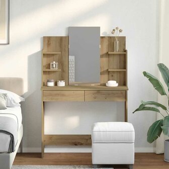 Kaptafel met spiegel 96x39x142 cm artisanaal eikenkleur 3