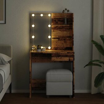 Kaptafel met LED-verlichting 74,5x40x141 cm oud houtkleurig 4