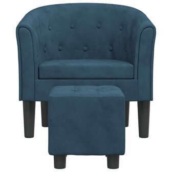 Kuipstoel met voetenbank fluweel donkerblauw 3