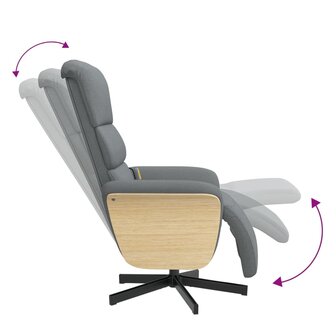 Massagestoel verstelbaar met voetensteun stof lichtgrijs 6