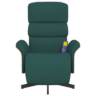Massagestoel verstelbaar met voetensteun stof donkergroen 3