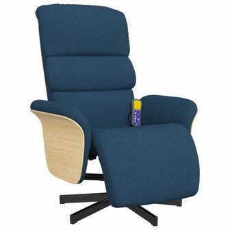 Massagestoel verstelbaar met voetensteun stof blauw 2