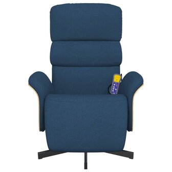 Massagestoel verstelbaar met voetensteun stof blauw 3