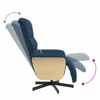 Massagestoel verstelbaar met voetensteun stof blauw 6