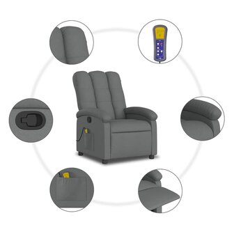 Massagestoel verstelbaar stof donkergrijs 9
