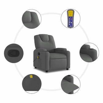Massagestoel verstelbaar stof donkergrijs 9