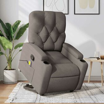 Sta-op-massagestoel verstelbaar stof taupe 1