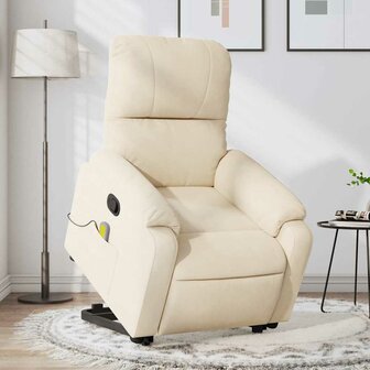 Sta-op-massagestoel verstelbaar microvezelstof beige 1